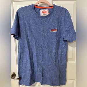 Mens SUPERDRY T-Shirt Size M / L - Orange Label - Heathered Blue